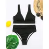 Sexy Bikini a vita alta Costume da bagno Donna New Bandeau Costumi da bagno Stampa floreale Scollo a V Costume da bagno Beachwear Biquini Donna 210319