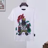 Phillip Plain Men designer T shirt geometryczny wzór letnia koszulka w stylu casual moda Ins Style Top Streetwear luźna wysokiej jakości Sport hip-hop