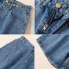 Sommer Frauen Hohe Taille Dünne Denim Shorts Casual Weibliche Taste Zipper Vintage Damen Blau 210430