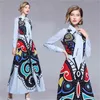 Lente Zomer Runway Jurk Vestidos Mexicaanse Vrouwen Elegante Lange Mouw Vintage Geometrische Afdrukband Geplooide Maxi 210603