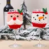 Décorations de Noël Bonhomme de neige Couverture de verre à vin Bouteille de vin en laine Manchon de protection Décoration de table de fête JJD10841