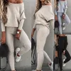 JUEGOS DE PANTES DE FUNDAS COLOR SÓLIDO Cuello redondo Ropa deportiva Chándal sólido Mujeres Dos piezas Conjunto Pantalones Jogging Streetwear Setss Sets Y0625