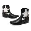 New Men Genuine Cuoio Cucitura Colore Colore Fibbia Abbinamento High Top Casual Moda Boots Nero Bianco Cuciture