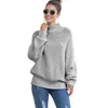 Automne Col Haut Pull Tricoté Tops Femmes Manches Longues Chaud Plus Taille Lâche Casual Streetwear Pulls Feminino 210608