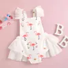 0-24m född spädbarn baby flicka romer flamingo print spets ruffles jumpsuit sommar söta tjejer kläder kostymer 210515