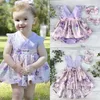 Zus Matching Kids Baby Meisjes Kant Bloem Big Little Sister Mouwloze V-hals Jurk Bodysuit Outfits Kleding Haarband Q0716