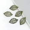 Party Decoration 100pcs Antique Bronze/Silver/Gold Filigree Leaf Hollow Leaves Pendant Jewelry Accessorie For Making Plated Vintage Hair Com