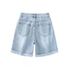 Wixra été bleu Demin Shorts bouton poches taille haute décontracté Streetwear femmes 210611