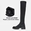 Stivali da donna lunghi neri con plateau scarpe alte 2021 calzino sopra lo stivale al ginocchio calze elasticizzate stivaletti invernali Botas tacchi