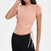 Abbigliamento da yoga T-shirt sportive corte traspiranti da donna Running Spandex Quick Dry Fitness Top Cintura elastica Camicette da allenamento casual