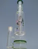 Vintage Nieuwe Paars Bloem Glas Bong Water Pijp Hookah 17 inch Hoogte Honingraat Diffuser DAB Rigs kunnen klantlogo plaatsen