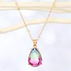 Pendentif Colliers Cristal Goutte D'eau Collier Pour Femmes Bijoux Minimaliste Gradient Coloré Géométrique Clavicule Chai