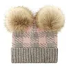 Cappello da bambino lavorato a maglia berretto all'uncinetto con doppio pompon palla di pelo pom plaid di Natale bambino bambino inverno caldo copricapo ragazzo ragazza cap9767409