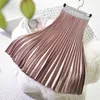 Skirts 2021 High Quality Women Summer Pleated Skirt Stretch Waist Long Female Jumper Midi