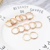 12 pcs/set Retro Bohemian Band Rings for Women Vintage Geometric Gold Plated Knuckle Ring Set Fashion Jewelry Accessories