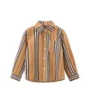 Boy'S Shirt Summer Autumn Style Stripes Fold-down Collar Long Short Sleeve Children's Pure Cotton Boy Pants Children 210713