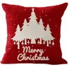 Jul Röd Linne Pillowcase Elk Snowman Tryckkudde Bäddsoffa Sovrum Kuddar Omslag 18 Färg Heminredning Tillbehör BH5213 TYJ