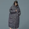 S-7XL размера плюс, зимнее оверсайз теплое пальто на утином пуху, женская удлиненная куртка с капюшоном, стильные толстые парки F192 211018