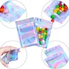 1000pcs Resealable mylar bags holographic 컬러 다중 크기 냄새 방지 냄새 가방 투명 지퍼 잠금식 음식 사탕 저장 포장 가방; DHL 빠른 배달 500 조각