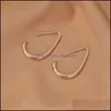 Hoop & Hie Earrings Jewelry Simple Style French Geometric Gold Hollow Water Drop Earring For Women Party Brass White K Stud Aessories Delive