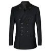Men's Suits & Blazers Men Slim Fit Fashion Business Casual Double Breasted Jacket Coat Trousers Wedding Groom Party Skinny 2 3342