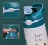 400ML Enfants Thermos Bouteille D'eau Enfants Tasse Bébé Canard Facturé De Paille En Acier Inoxydable 316 Flacons À Vide Tumbler Thermo Tasse 211109