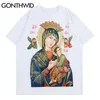 Tshirts Streetwear Vintage Virgin Mary Painting Print Tees T Shirts Hip Hop Sommar Harajuku Fashion Casual T-shirts Tops 210602