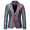 Silver Plaid Sequin Blazer Jacket Men Single Breasted Slim Fit Suits &Blazer Male Festival Carnaval Party Halloween Costume 210522