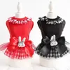 Dog Clothes Black Red Colors Xs-xl Sizes Pet Clothing Fashion Summer Cool Skirt Newest Style Sweet Rabbit Crew Neck Plaid Dress