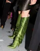 Kvinnor Runway Stiletto Heel Boots Mirror Leather Metallic Over The Knee Boot Super High Heels Zipper Shoes Plus Storlek