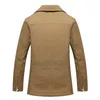 Män Spring Business Casual Trench Coat Jacket Brand Fashion Långärmad 100% Bomull Solid Tvättad 210819