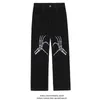 Erkek Jeans Y2K Pantolon Erkekler Baggy Kadın Sokak Kafatası Nakış El Kadınlar Hip Hop Gevşek Amerikan Uzun