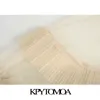 KPYTOMOA Femmes Mode Plissée Volants Garnitures Tulle Mini Robe Vintage Manches Longues Avec Doublure Robes Femelles Robes Mujer 201025