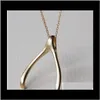 Chokers & Pendants Jewelry Wishing Bone Gold /Sier Filled Good Luck Pendant Choker Party Gift Idea Delicate Womens Simple Necklaces Drop Del