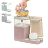 Dispensador de jabón Toallero de cocina Soporte de esponja Baño 3 en 1 Caja de prensa manual Combinación de limpieza multifuncional 211206