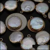 Bevindingen Componenten Charms 100% Natuurlijk wit Oblate Pearl hanger handgemaakte ambachten DIY schattige romantische ketting oorbellen sieraden aessories g