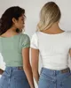 2021 Women Cardigan Summer Cropped Top Ruffle Frill Short Sleeve Tops Bandage T-shirt Party Club Streetwear Casual Tees y2k Y0629