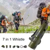 Outdoor Gadgets 7 i 1 Whistle Survival Bushcraft Trekking Mirror Torch Förstorare LED Light Thermometer Storage Compass Tools NY100