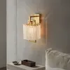 Nordic Modern Copper Glass Wall Lamp Light Luxury Texture Lamps Living room Bedroom Bedside Ligh Aisle