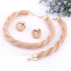 Fijne sieraden sets Afrikaanse kralen ketting armband oorbellen partij bruiloft gouden kleur bruids kraag accessoires + geschenkdozen H1022