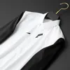 Camicie casual da uomo Marca Camicia nera con cuciture bianche Manica lunga Slim Fit Abito formale da uomo d'affari Abiti da festa sociale