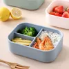 Silikon-Bento-Box, Bento-Lunchbox für Kinder und Erwachsene, Mikrowellen-Lunchbehälter mit 3 Fächern 210925