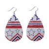 Women's American Flag Pattern Star Earrings Leather Teardrop Shape Jewelry X0709 X0710