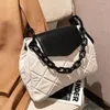 Cross Body Big Chain Brand Designer PU Leather Crossbody PAGAR FÖR KVINNOR 2021 Simple Totes Shoulder Bag Lady Luxury Handväskor och plånböcker