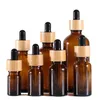 15 ml, 20 ml, 30 ml, 50 ml, 100 ml, leere, nachfüllbare Flasche, Braunglas-Tropffläschchen, Probeflaschen, Gläser mit Bambuskappe, ätherisches Öl, Parfüm