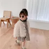 Manteau en fausse fourrure pour enfants pour filles veste polaire coréenne enfant en bas âge vêtements d'hiver Ins mode petit vêtement noir 210529