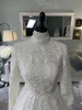 2021 A-ligne Tulle Modeste Musulman Robes De Mariée Robe De Mariée Manches Longues Paillettes Dentelle Appliques Boutons Retour Femmes Formelle Robe De Mariée