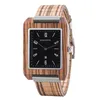 Relógios de pulso minimalista Bobobird Watch Square Wooden Watches Mens Anto Calender Caixa Japonês Quartz Wraist NATURA