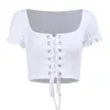 2021 Women Cardigan Summer Cropped Top Ruffle Frill Short Sleeve Tops Bandage T-shirt Party Club Streetwear Casual Tees y2k Y0629