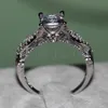 Vecalon 2016 Romantic Antique Memale Ring 2CTシミュレーションダイヤモンドCZ 925スターリングシルバーエンゲージメントウェディングバンドリング